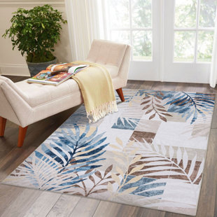 DECOMALL Jasmine Modern Floral Washable and Foldable Area Rugs Multicolor