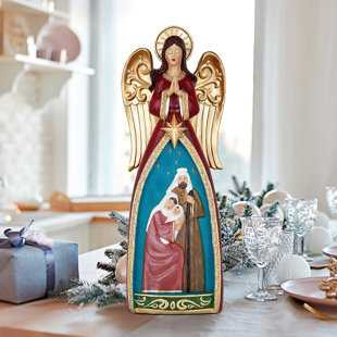 DESIGN TOSCANO Blessed Holy Family Christmas Nativity Scene Angel Statue