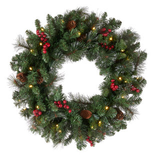 National Tree Company Crestwood Spruce Wreath with LED Lights