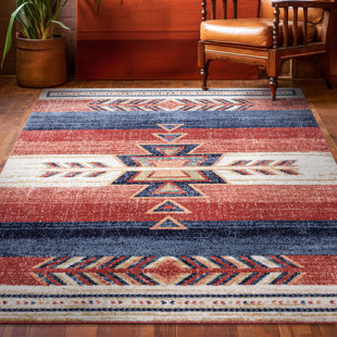 Well Woven Crimson Southwestern Medallion Tribal Pattern Area Rug