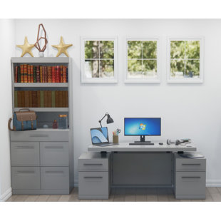 HOKKU DESIGNS Juny Sit-Stand Storage Desk with File Drawer Bookcase