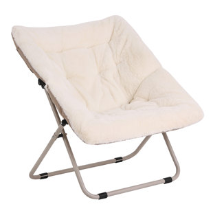 MBOOYOME Living Room Chair, Soft Faux Fur Saucer Chair Oversized Folding Accent Chair