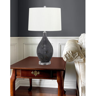MEDALLION LIGHTING Bolzano 28" Grey Bubbled Glass Table Lamp (Set of 2)