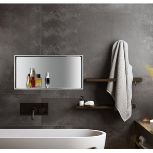 DECOMUST Stainless Steel Chrome Rectangular Recessed Shower Niche Inner Size 18 Gauge