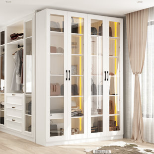 MORINOME 78.7'' H x 63'' W 2 Piece Glass Door Armoire