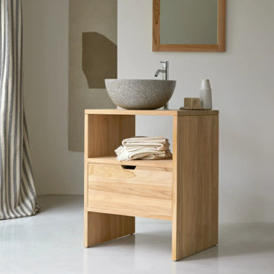 TIKAMOON Kwarto 24'' Single Bathroom Vanity with Solid Wood Top