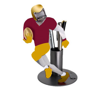 H & K SCULPTURES Desk Accessory Football Pen 1 Bottle Tabletop Wine Bottle Rack