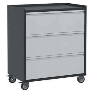 AOBABO 30.31'' Wide 3 -Drawer Mobile Steel File Cabinet