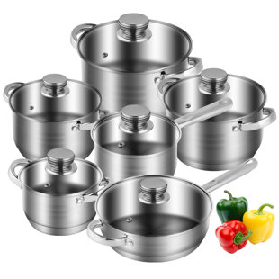 CAANNASWEIS 12 - Piece Non-Stick Stainless Steel Cookware Set