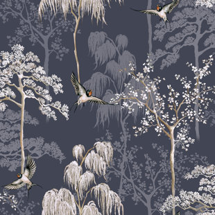 MARLOW HOME CO. Abeeda Japanese Garden 3.28m x 5.3cm Matte Wallpaper Roll