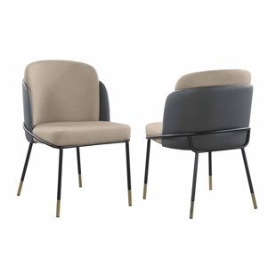 CHINTALY IMPORTS Curved Back 2-Tone Side Chair w/ Golden Accents - 2 per box (Set of 2)