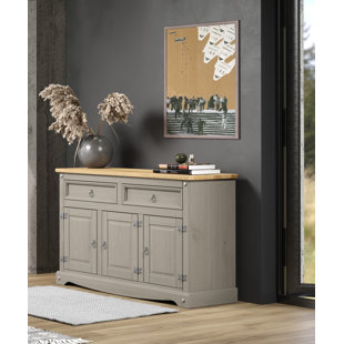 THREE POSTS Hamptonburgh 2 Drawer, 3 Door Sideboard, 2 drawer Solid Pine, Corona Design