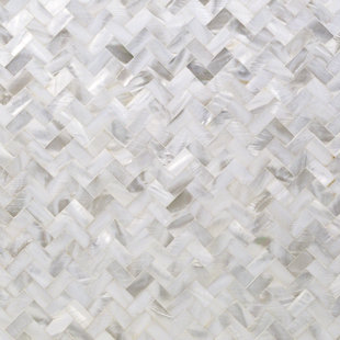 BOND TILE Lokahi 0.39" x 0.79" Seashell Chevron Mosaic Wall Tile