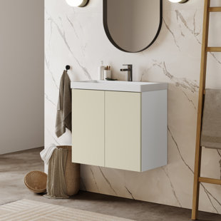 DISTINCT KITCHEN AND BATH FLAT 24" Wall-Mount Bathroom Vanity with Ceramic Top