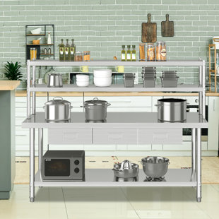 Edrosie Inc Stainless Steel 72'' L x 24'' W x 31.4'' H Work Table
