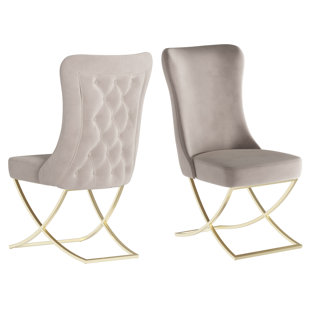 EVERLY QUINN Hermione Imperial Dining Chair Pre-Assembled Modern Velvet Dining, Kitchen, Vanity or Accent Chair (Set of 2)