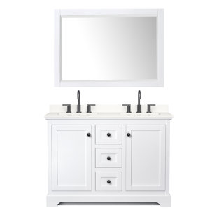 WYNDHAM COLLECTION Avery 48'' Double Bathroom Vanity with Marble Top with Mirror