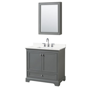 WYNDHAM COLLECTION Deborah 36'' Single Bathroom Vanity with Quartz Top with Mirror