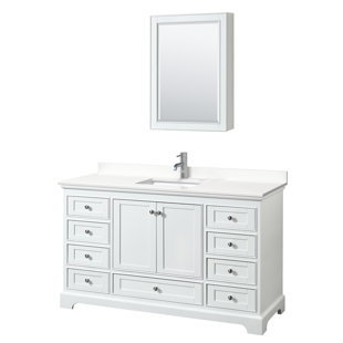 WYNDHAM COLLECTION Deborah 48'' Single Bathroom Vanity with Quartz Top with Mirror