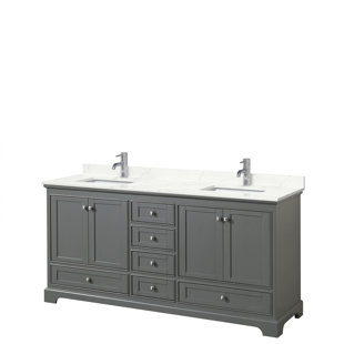 WYNDHAM COLLECTION Deborah 72'' Double Bathroom Vanity with Quartz Top