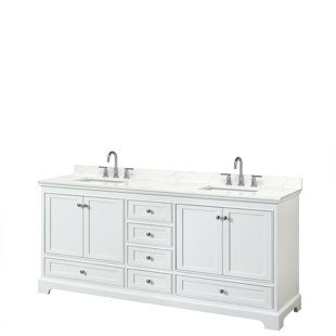 WYNDHAM COLLECTION Deborah 72'' Double Bathroom Vanity with Quartz Top with Mirror