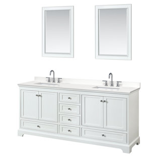 WYNDHAM COLLECTION Deborah 60'' Double Bathroom Vanity with Quartz Top with Mirror