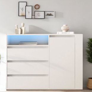 AFIA PREMIUM COLLECTION LED Server With Drawers And Cabinet 44.48'' Sideboard