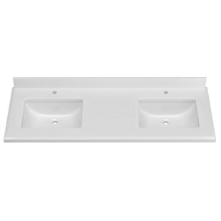 ZEAFIVE 61" Double Bathroom Vanity Top in Carrara Stone with Sink
