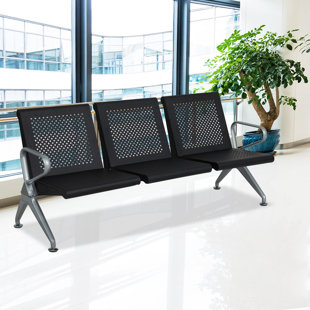 KINBOR Metal Seat Waiting Room Chair with Metal Frame