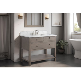 HOKKU DESIGNS Lunnete 42'' Free Standing Single Bathroom Vanity with Ceramic Top