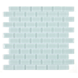 ABOLOS Free Flow 1 in. x 2 in. Glass Straight Edge Brick Mosaic Wall & Pool Tile