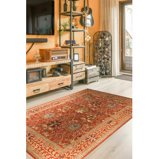 THE CONESTOGA TRADING CO. Stylish and Durable Hand Tufted Wool Traditional Oriental Soft Indoor Rust Rectangle Area Rugs