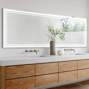 BRAYDEN STUDIO® Bhanmati Rectangle LED Mirror, Bathroom/Vanity Mirror with Dimmable Lights, Wall-Mounted