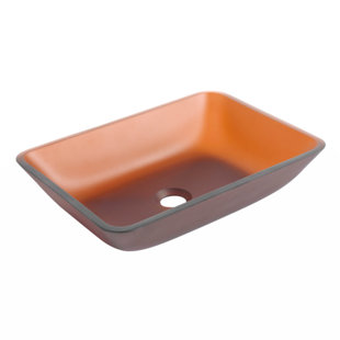 Myhomekeepers Glass Rectangular Vessel Bathroom Sink