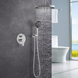 GIVINGTREE Shower Systems with 12"Rain Shower and High Pressure Handheld Spray, Celling Mount, Rough in-Valve