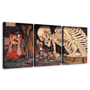 TRINX " 3 Panels Framed Canvas Japanese Wall Art Decor,3 Pieces Ukiyo-e Painting Decoration Painting For Chrismas Gift, Office,Dining Room,Living Room, Bathroom, Bedroom Decor-Ready To Hang "