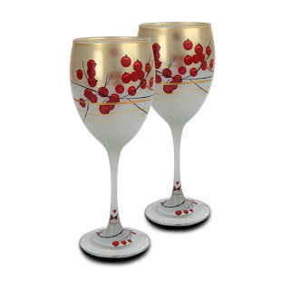 GOLDEN HILL STUDIO Berries 'n Branches 8.5oz All Purpose Wine Glass (Set of 2)