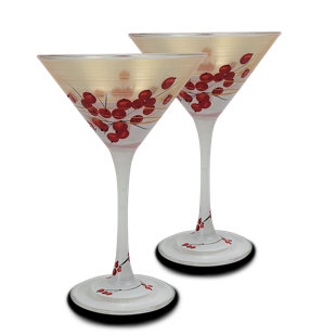 GOLDEN HILL STUDIO Berries 'n Branches 7.25oz. Martini Glass Set (Set of 2)