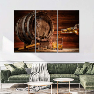 ELEPHANT STOCK Whiskey Barrel Dispenser - 3 Piece Wrapped Canvas Multi-Piece Image