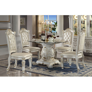 WORLD MENAGERIE Cabildo Round Glass Top Dining Table
