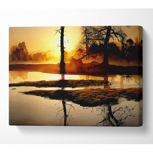 HOUSE OF HAMPTON Golden Lake Sunset - Wrapped Canvas Art Prints