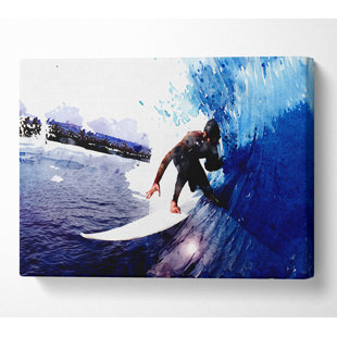 HOUSE OF HAMPTON Surfer Slicing the Wave - Wrapped Canvas Art Prints