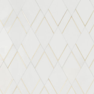 BOND TILE Mehko 11.81 in. x 14.96 in. Polished Marble and Brass Wall Tile