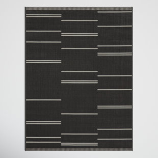 ALLMODERN Loman Charcoal Modern Striped Indoor/Outdoor Area Rug