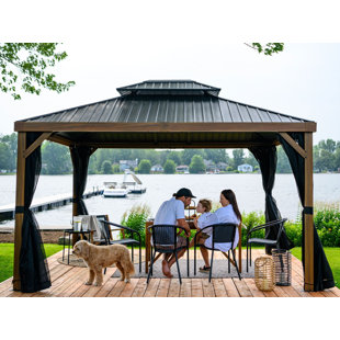 GAZEBO PENGUIN Yosemite Gazebo Aluminum Frame Wood Finish 10 X 12
