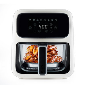 ARIA AIR FRYERS Aria 4.7 Qt. Air Fryer Toxin-Free Durable Glass Design and 8-In-1 Cooking Presets