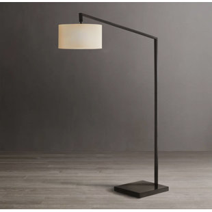 NOVA OF CALIFORNIA Stretch Chairside Arc Floor Lamp - 75", Matte Black, Step Switch, Rectangular Marble Base