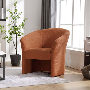 WROUGHT STUDIO™ Gabiel 32" Wide Boucle Upholstered Barrel Chair