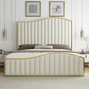 WILLA ARLO™ INTERIORS Callisburg Upholstered Bed Frame with Harp Headboard & Footboard