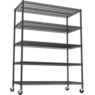 REBRILLIANT Meret 55'' W Height-adjustable Shelving Unit with Wheels Steel Storage Shelves